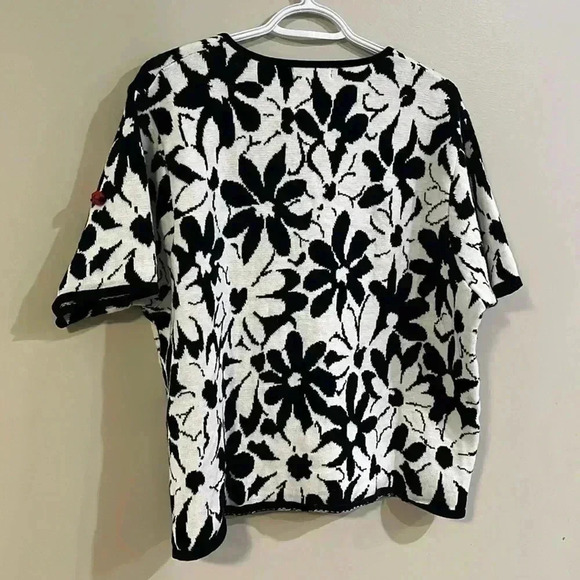 [XL]Antarctica Novelty Floral  with Embroidered Ladybug SS Cotton knit Sweater - Picture 6 of 6